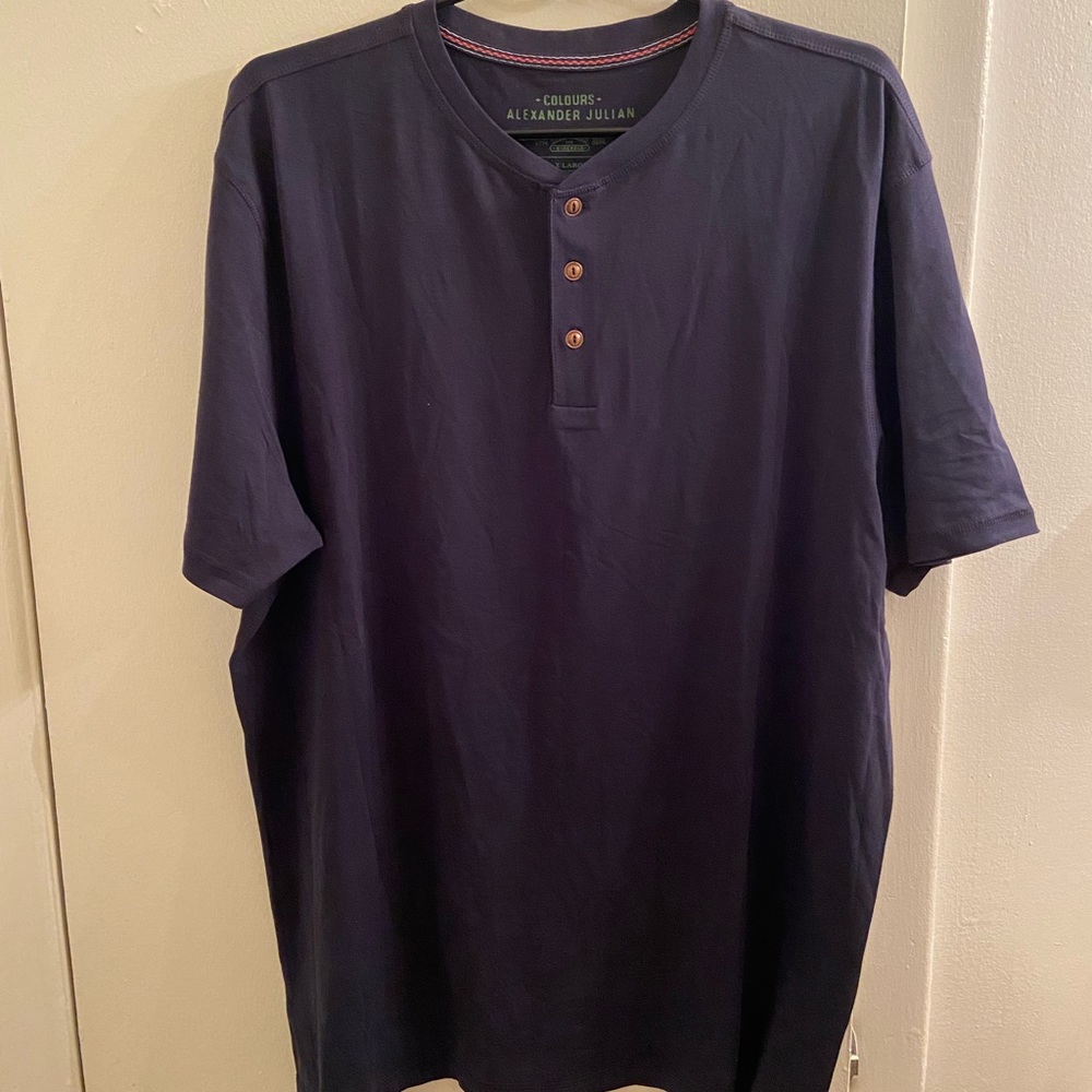 Short Sleeve Navy Henley Tee